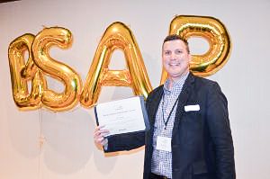 Transat has been a BSAP supporter from the beginning and here, Dan Prior, sales manager for Ontario and Atlantic Canada for Transat accepts the student ambassador award for BCIT’s Alina Doaga, who was unable to attend this year’s awards ceremony.