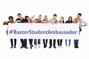 Young people holding sign #BaxterStudentAmbassador